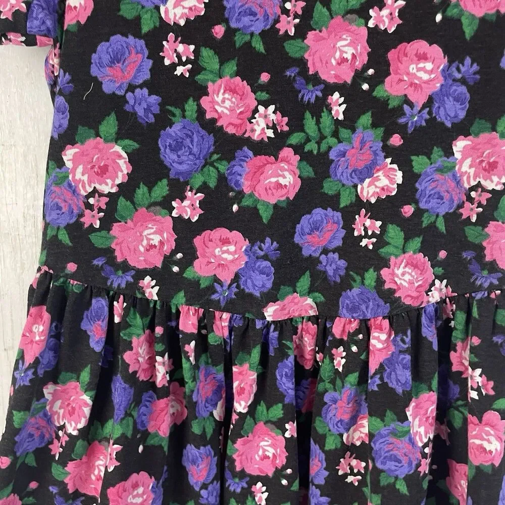 Vintage All That Jazz Dark Floral Dress Youth Girls Sz 12 - Early 1990’s - USA